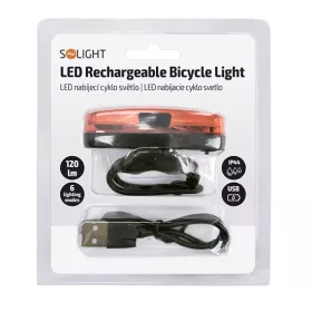 Solight LED nabíjecí zadní cyklo světlo, 3W COB, nabíjecí, Li-Ion