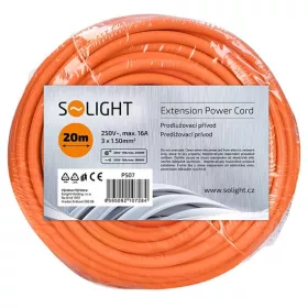 Solight prodlužovací přívod - spojka, 1 zásuvka, 20m, 3 x 1,5mm2, oranžová PS07