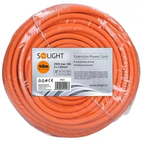 Solight prodlužovací přívod - spojka, 1 zásuvka, 40 m, 3 x 1,5mm2, oranžová PS11