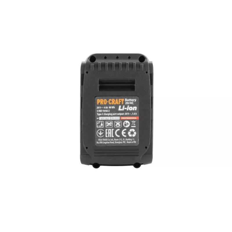Baterie akumulátorová 20V Li-ion, 4000mAh USB Type C Procraft 20/4C PRO-CRAFT