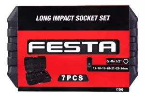 Sada úderových hlavic FESTA Industry prodloužených 1/2" Cr-Mo 17265