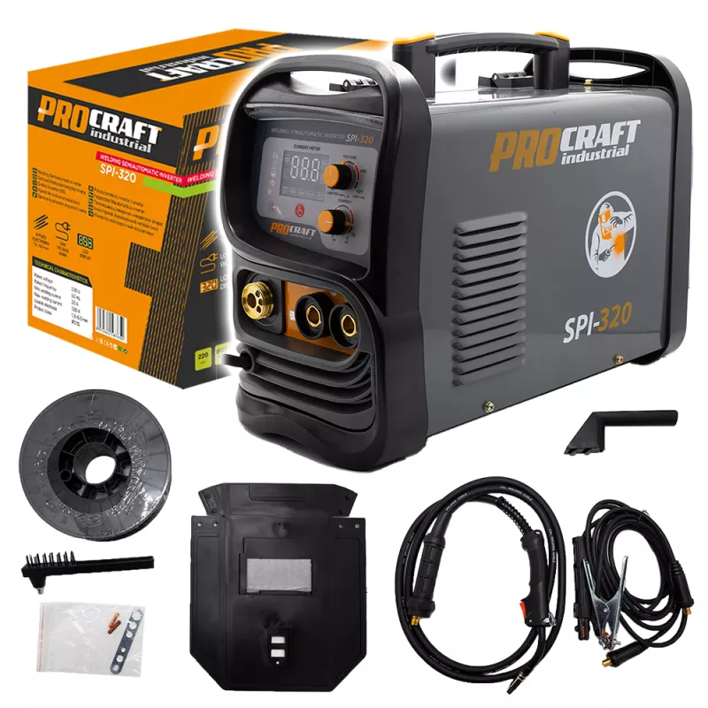 Svařovací poloautomatický invertor (CO2) MIG/MAG, MMA SPI-320 (20-160A) Procraft