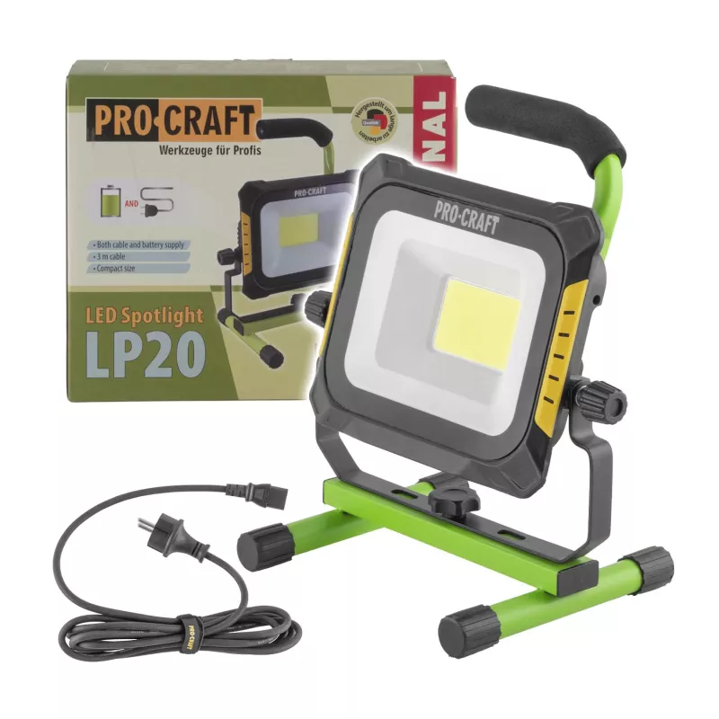 LED svítilna (reflektor) aku/220V LP20 bez akumulátoru a nabíječky Procraft