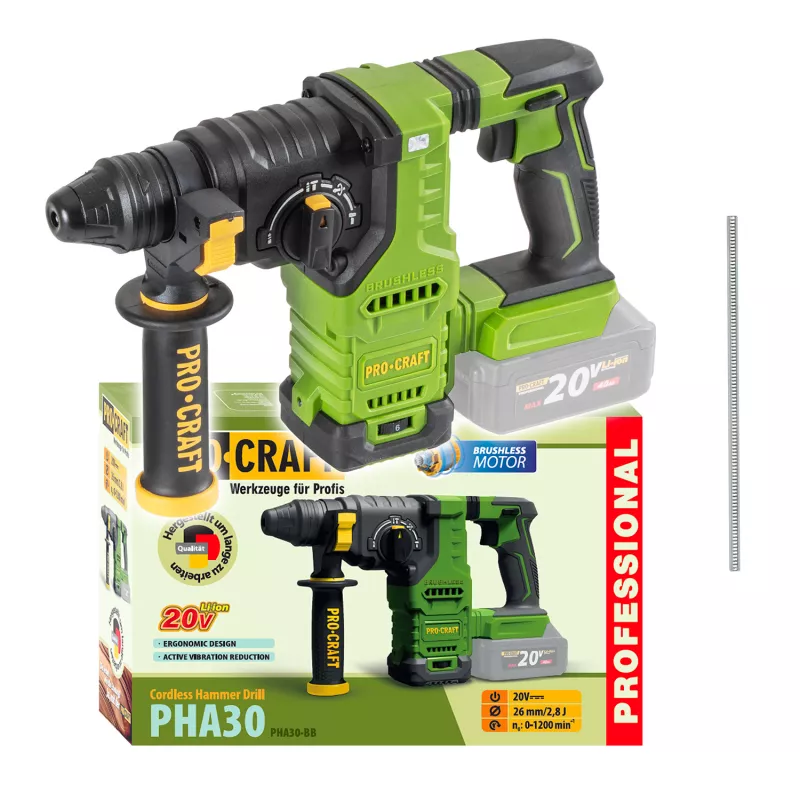 Aku vrtací kladivo PHA30bb (bez baterie a nabíječky) SDS Plus Procraft