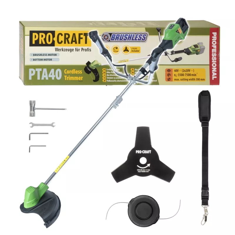 Aku křovinořez PTA40 (bez baterie a nabíječky) Procraft