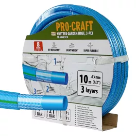 Modrá zahradní hadice PR-3KGH1310 3 vrstvy, 1/2" 10m