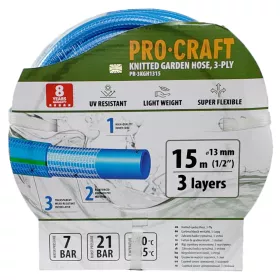 Modrá zahradní hadice PR-3KGH1315 3 vrstvy, 1/2" 15m Procraft