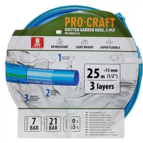 Modrá zahradní hadice PR-3KGH1325 3 vrstvy, 1/2" 25m Procraft