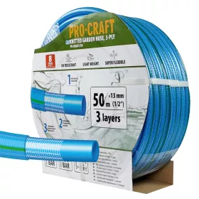 Modrá zahradní hadice PR-3KGH1350 3 vrstvy, 1/2" 50m