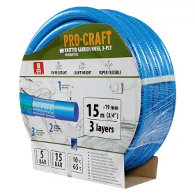 Modrá zahradní hadice PR-3KGH1915 3 vrstvy, 3/4" 15 m Procraft