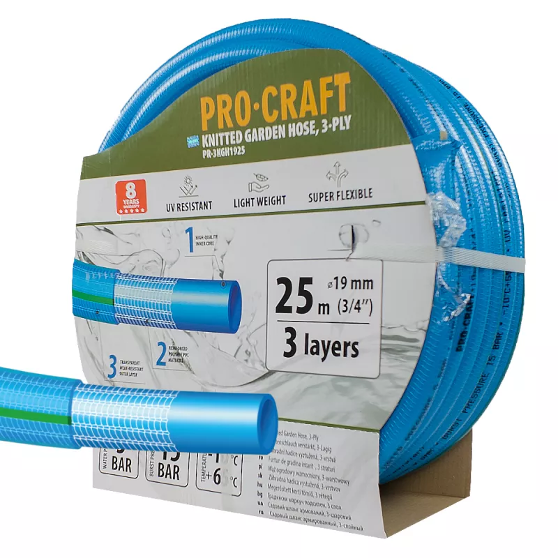 Modrá zahradní hadice PR-3KGH1925 3 vrstvy, 3/4" 25 m Procraft
