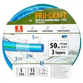 Modrá zahradní hadice PR-3KGH1950 3 vrstvy, 3/4" 50 m Procraft