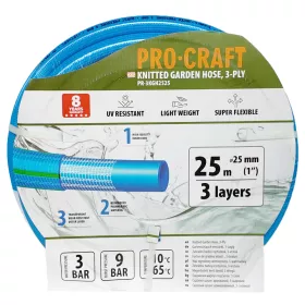 Modrá zahradní hadice PR-3KGH2525 3 vrstvy, 1" 25 m Procraft