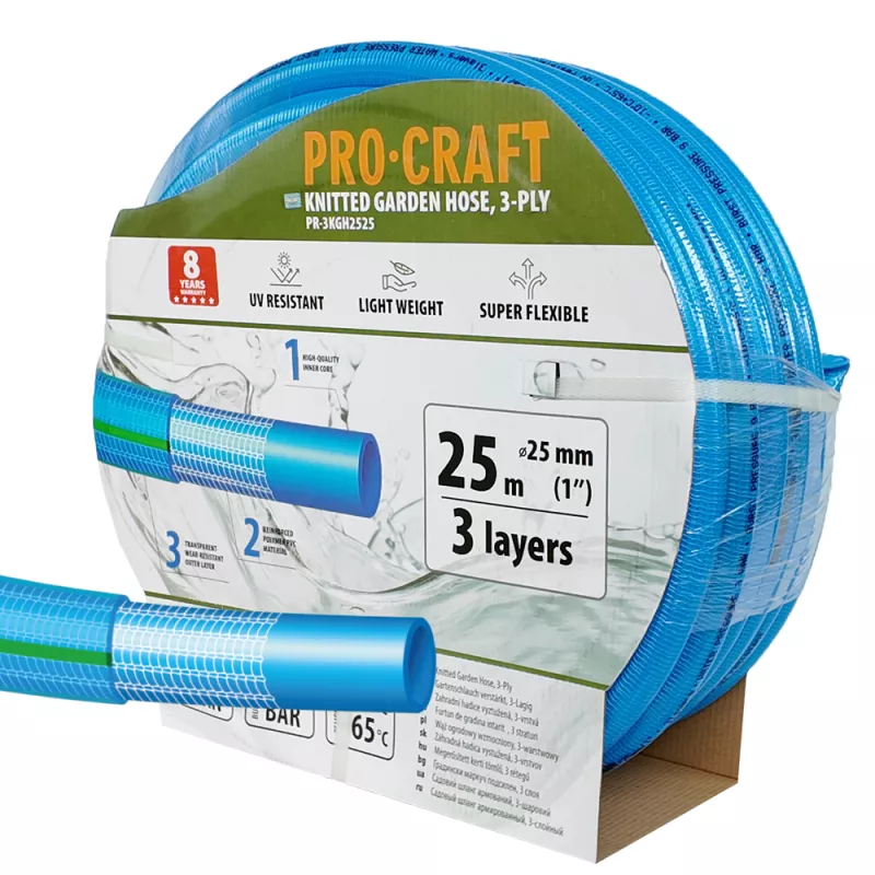 Modrá zahradní hadice PR-3KGH2525 3 vrstvy, 1" 25 m Procraft
