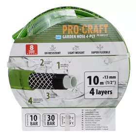 Zelená zahradní hadice PR-4GH1310 4 vrstvy, 1/2" 10 m Procraft