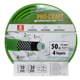 Zelená zahradní hadice PR-4GH1350 4 vrstvy, 1/2" 50 m Procraft Zelená zahradní hadice PR-4GH1350 4 vrstvy, 1/2" 50 m Procraft