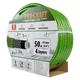 Zelená zahradní hadice PR-4GH1950 4 vrstvy, 3/4" 50 m Procraft
