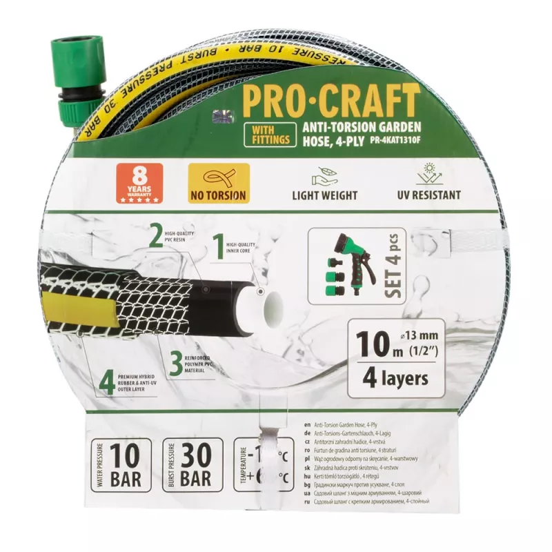 Černo-žlutá zahradní hadice PR-4KAT1310F Procraft