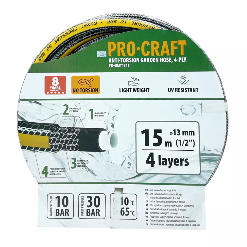 Černo-žlutá zahradní hadice PR-4KAT1315 Procraft