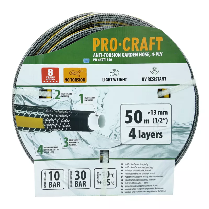 Černo-žlutá zahradní hadice PR-4KAT1350 Procraft