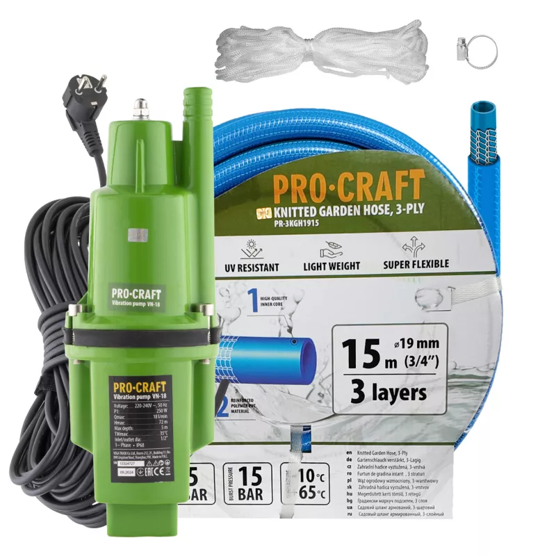 Vibrační čerpadlo VN-18 sada s hadicí 15m 3/4" | SVN-18 Procraft