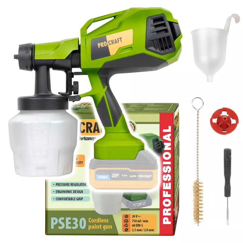 Aku stříkací pistole PSE30bb (bez baterie a nabíječky) Procraft