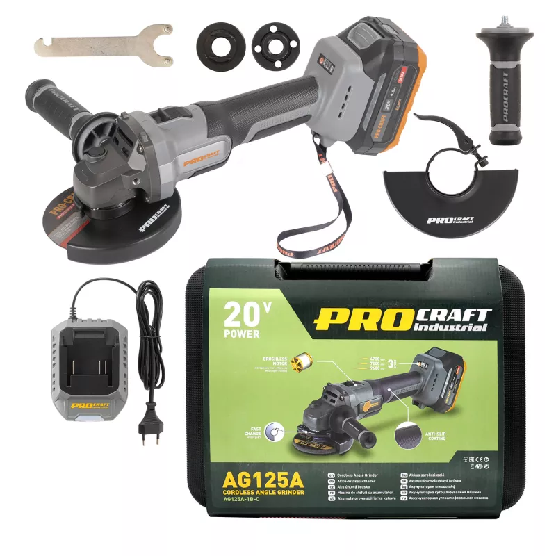 Aku úhlová bruska Industrial AG125A, 125mm Procraft industrial