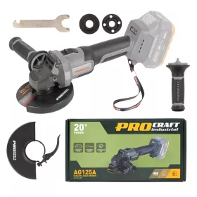 Aku úhlová bruska Industrial AG125Abb (bez baterie a nabíječky), 125mm