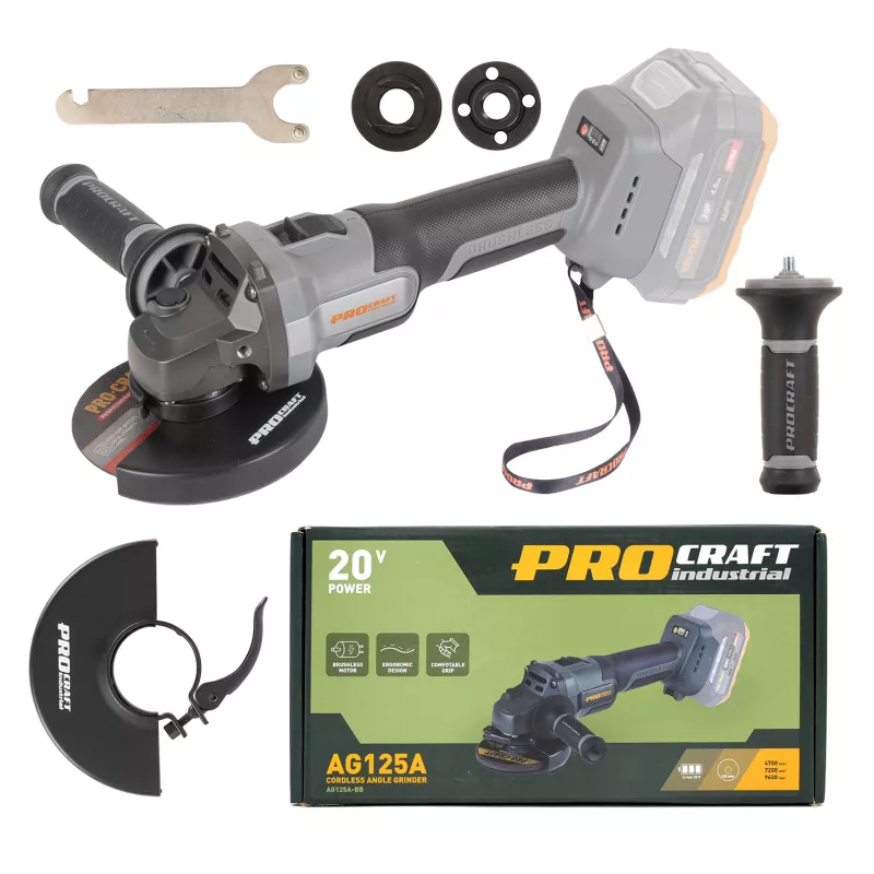 Aku úhlová bruska Industrial AG125Abb (bez baterie a nabíječky), 125mm Procraft industrial