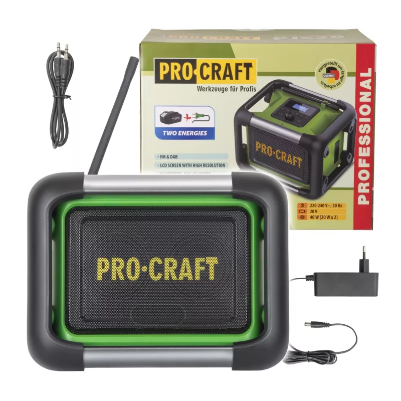 Aku rádio PJS20 DAB+, FM, Bluetooth 5.3, 80W (bez baterie a nabíječky) | PJS20bb Procraft