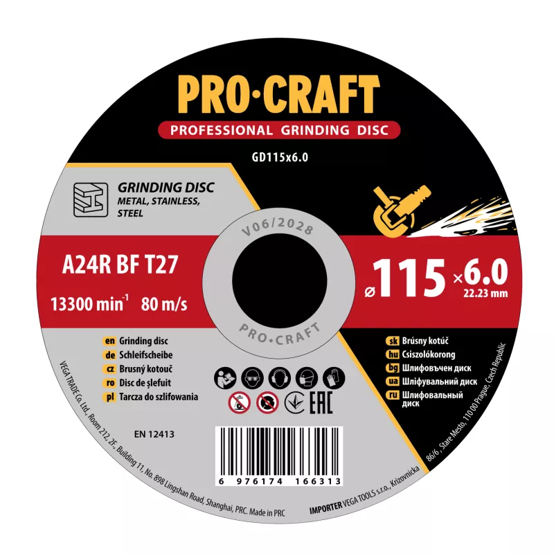 Brusný kotouč na kov GD115x6.0 Procraft
