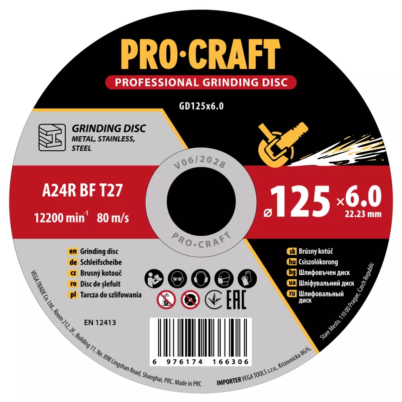 Brusný kotouč na kov GD125x6.0 Procraft