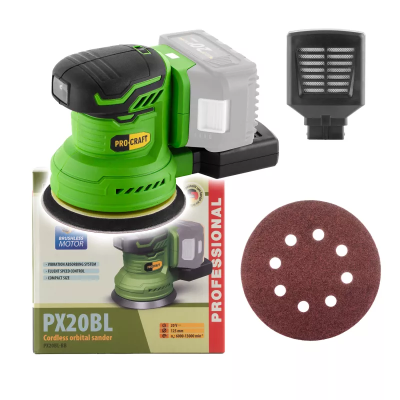 Excentrická aku bruska PX20BL (bez baterie a nabíječky) | PX20BLbb Procraft