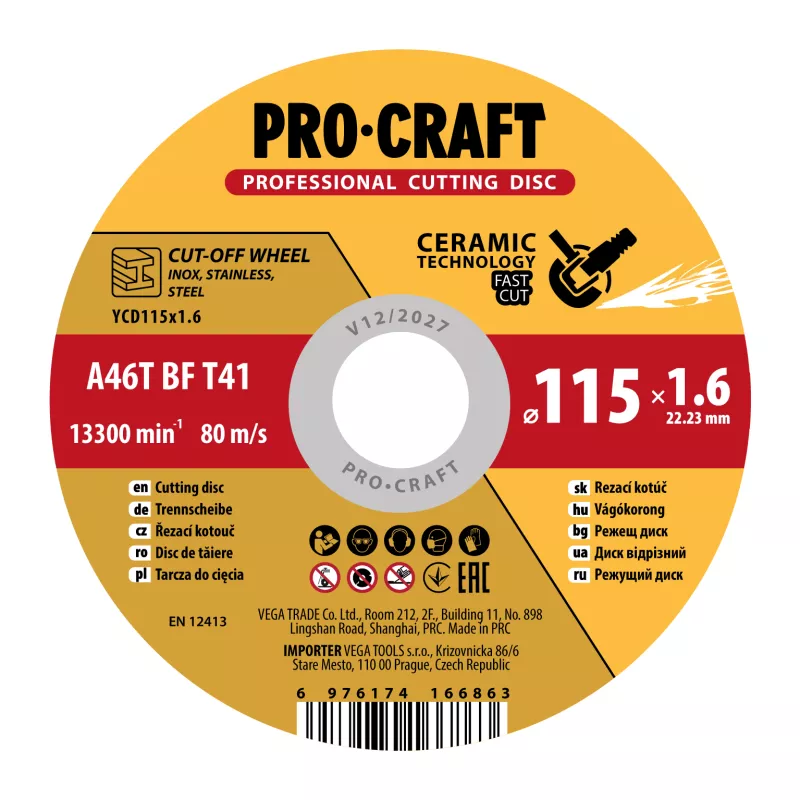 Keramický řezný kotouč YСD115x1.6 | YCD115x1.6 Procraft