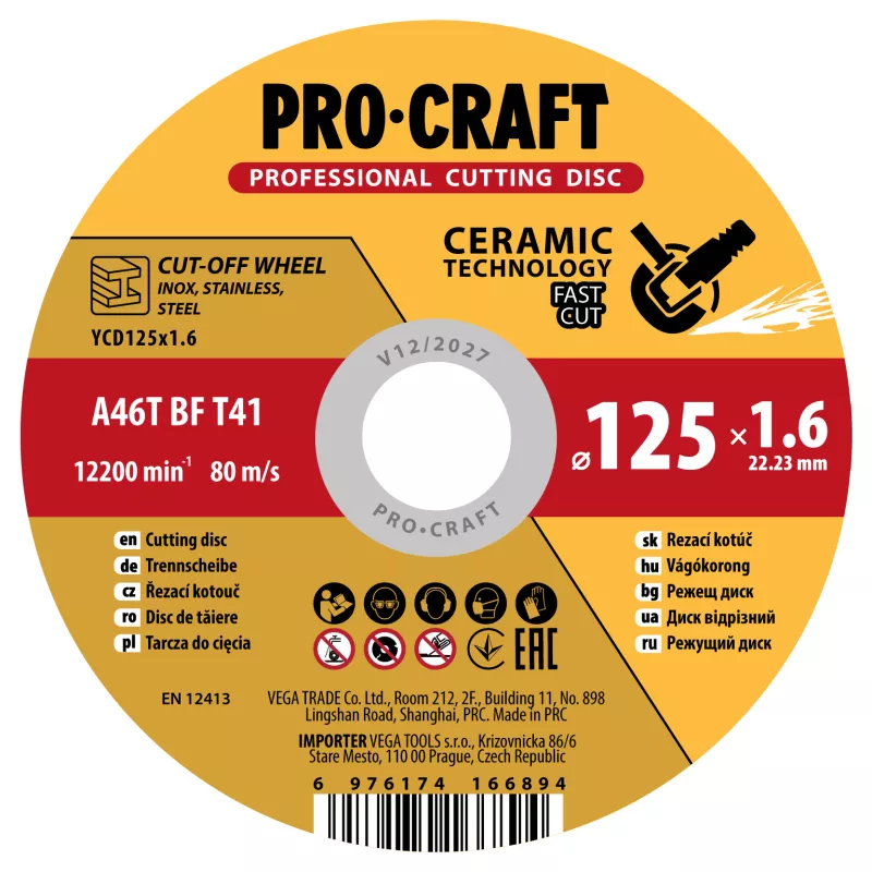 Keramický řezný kotouč YСD125x1.6 | YCD125x1.6 Procraft