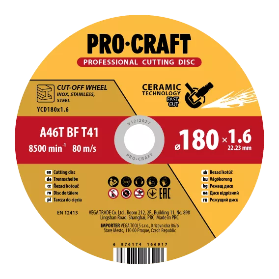 Keramický řezný kotouč YСD180x1.6 Procraft