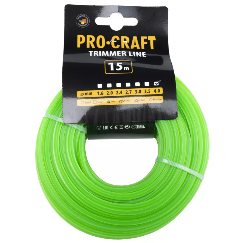 Struna žací (4mm) (15m) hvězda ZI-4/15 Procraft