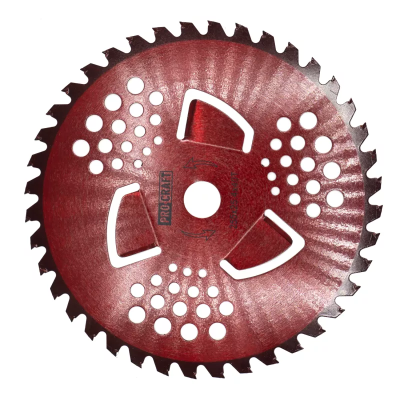 Nůž křovinořezu (kotouč) (D255*25.4) 40T s vnitřními čepelemi pro vysokou trávu (red) | H/P-3/R Procraft