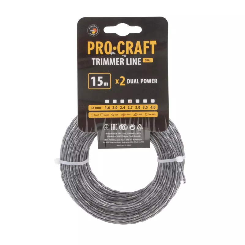 Struna žací (s výztuhou) (2.7mm) (15m) spirála SP/J-2.7/15 Procraft