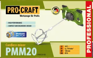 Aku míchadlo stavebních směsí PMM20 (bez baterie a nabíječky) Procraft