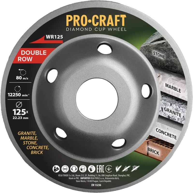 Diamantový brusný kotouč (hrncový) WR125 Double Row Procraft