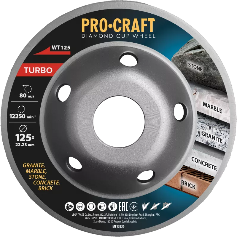 Diamantový brusný kotouč (hrncový) WT125 Turbo Procraft
