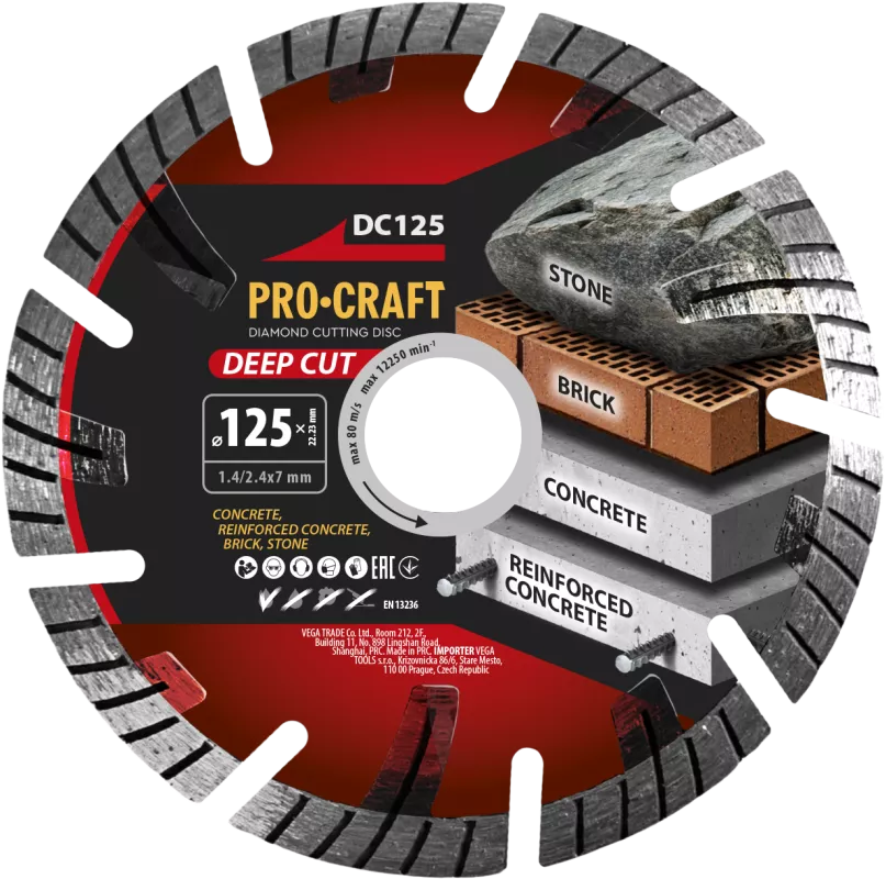 Diamantový řezný kotouč Deep Cut DC125 Procraft