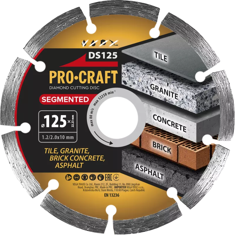 Diamantový řezný kotouč Segmented DS125 Procraft