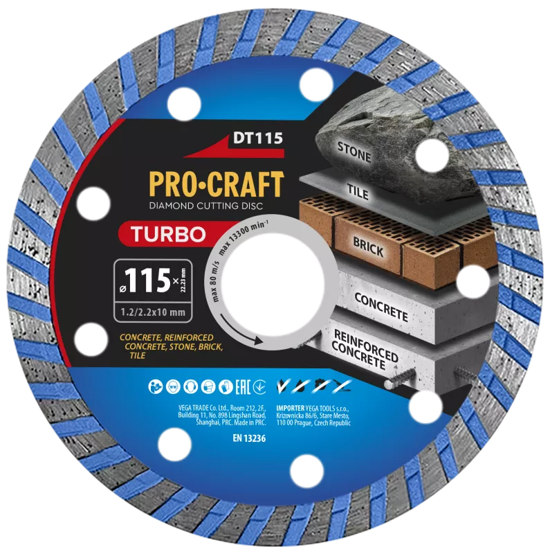 Diamantový řezný kotouč Turbo DT115 Procraft