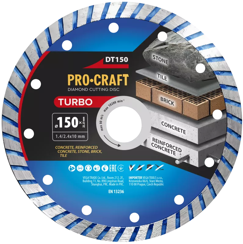 Diamantový řezný kotouč Turbo DT150 Procraft