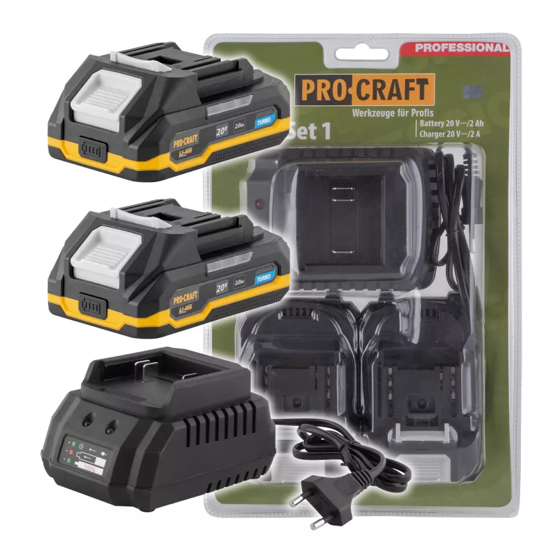 Sada baterie 20V 2Ah (2 ks) + 1 nabíječka PBC-Set 1 Procraft