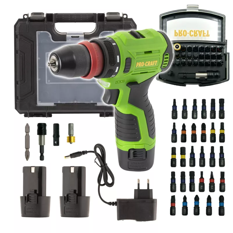 Aku vrtací šroubovák PA12Pro DFR-2b-c se sadou bitů BS-32 | SPA12ProDFR-2b-c/BS-32 Procraft