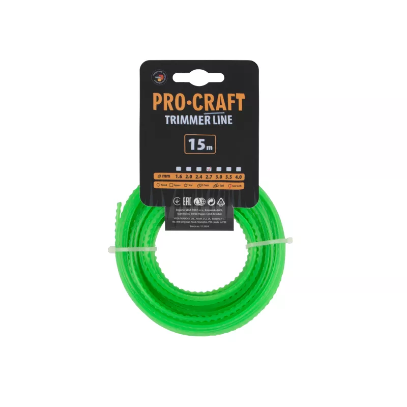 Struna žací (2.7mm) (15m) ozubená KD-2.7/15 Procraft
