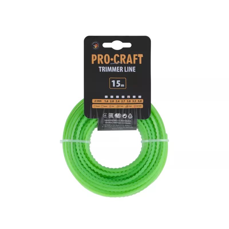Struna žací (3mm) (15m) ozubená KD-3/15 Procraft